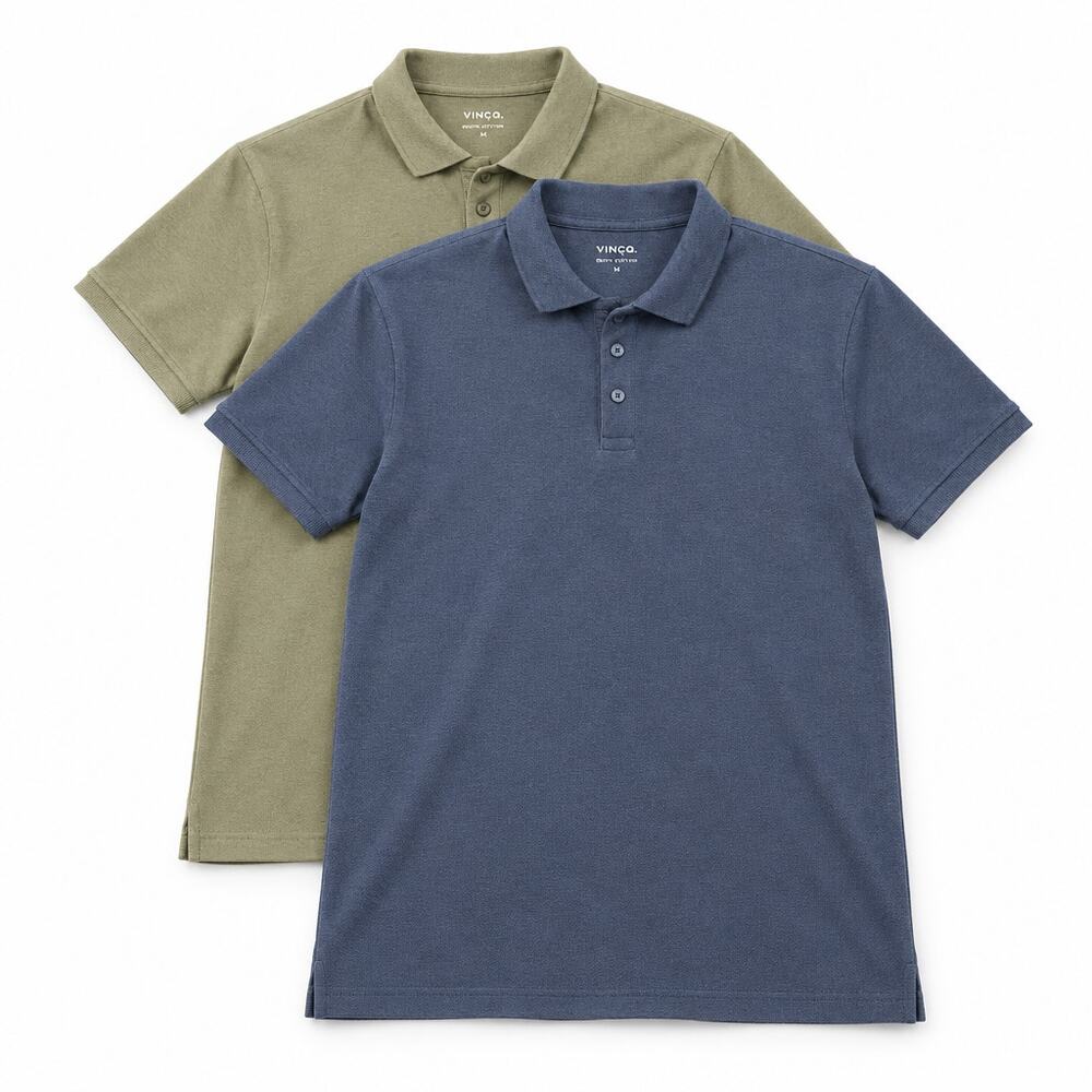 Bundle of 2 Vince Classic Slub Cotton Polo Shirts | Men’s XL